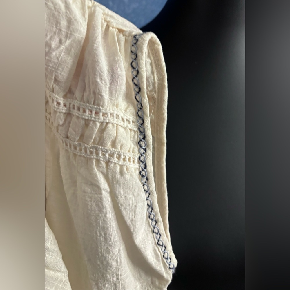 2/$40 MAX STUDIO nwt “linen” sleeveless embroidered half-button floral top - Picture 15 of 16
